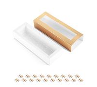 BAKIPACK 20 cajas de trufas doradas, embalaje de chocolate y dulces con bandeja de PET de 4 piezas, embalaje extraíble con mangas transparentes para ventana