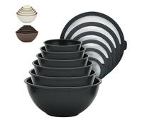 Bakken Master - Juego de 12 cuencos de plástico con tapas, incluye 6 cuencos de preparación y 6 tapas, sin BPA, recipientes reutilizables para preparación de comidas, aptos para microondas, congelador