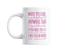 BakoIsland Taza con texto '¡Where You Lead I Will Follow Anywhere' inspirada en Gilmore Girls - Regalo navideño coleccionable de programa de televisión retro