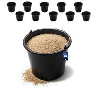 BAKOKI Juego de 10 Cubos de mortero de 5 l de Polietileno de Baja Densidad Reciclado con Diadema de Metal y Escala Interior, Cubo de hormigón, Cubo de Cemento, Cubo de Limpieza y Cubo de Agua para