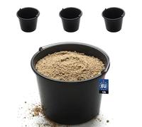 BAKOKI Juego de 3 Cubos de mortero de Polietileno de Baja Densidad Reciclado de 12 litros con Diadema de Metal y Escala Interior, Cubo de hormigón, Cubo de Cemento, Cubo de Limpieza y Cubo de Agua