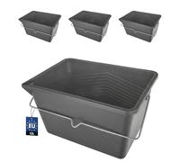 BAKOKI Juego de 3 Cubos de Pintura de 12 l - Cubo de Pintura Cuadrado de plástico con Mango de Metal y Borde de fundición, apilables, Ligeros y Resistentes, Mezclar y Transportar