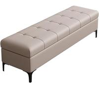 BAKULI Banco Capitoné Pie Cama Zapatero con Cojín Acolchado Otomana Rectangular Almacenamiento Reposapiés For Sala Estar Asiento Junto Ventana(Grey,110cm)