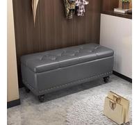 BAKULI Banco Otomano Almacenamiento Tapizado Piel con Una Robusta Estructura Madera Este Puede Ser Pieza Fiable Salas Estar Dormitorios Recibidores(C,80x40x43cm)