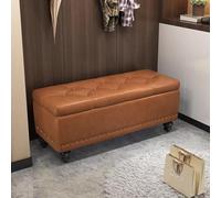 BAKULI Banco Otomano Almacenamiento Tapizado Piel con Una Robusta Estructura Madera Este Puede Ser Pieza Fiable Salas Estar Dormitorios Recibidores(D,60x40x43cm)