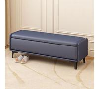 BAKULI Banco Rectangular Extralargo con Almacenamiento Otomana Tapizada Ideal Usar Piee La Cama En Un Pasillo(Dark Blue,100 cm)