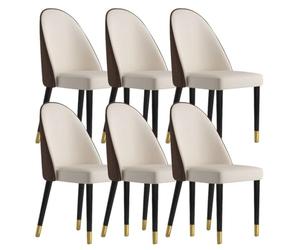 BAKULI Juego Comedor Cocina con Patas Madera De 6 Sillas Cuero Tecnológicas Modernas For Habitación Matrimonio Balcón Tocador Maquillaje(Beige+Coffee)