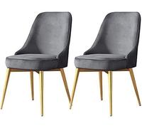 BAKULI Juego de 2 Sillas Cocina Sala Estar con Patas Metal, Asiento Y Respaldo Terciopelo para, Comedor, Dormitorio(Grey,Golden Feet)