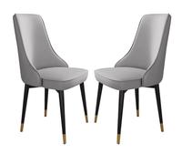 BAKULI Juego de 2 Sillas Comedor Cuero Artificial Muebles Elegantes Sala Estar Cocina for, Dormitorio Balcón con Patas Acero Carbono(Light Grey,Golden Feet)