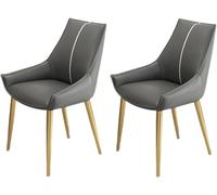 BAKULI Juego de 2 Sillas Comedor Modernas Cuero Artificial con Asiento Acolchado Y Patas Metal, Elegantes Muebles Cocina Sala Estar for(Grey,Golden Legs)