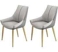 BAKULI Juego de 2 Sillas Comedor Modernas Cuero Artificial con Asiento Acolchado Y Patas Metal, Elegantes Muebles Cocina Sala Estar for(Light Grey+Dark Grey,Golden Legs)