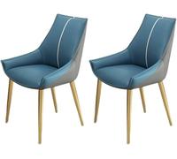 BAKULI Juego de 2 Sillas Comedor Modernas Cuero Artificial con Asiento Acolchado Y Patas Metal, Elegantes Muebles Cocina Sala Estar for(Blue+Grey,Golden Legs)