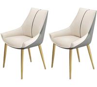 BAKULI Juego de 2 Sillas Comedor Modernas Cuero Artificial con Asiento Acolchado Y Patas Metal, Elegantes Muebles Cocina Sala Estar for(Off White+Grey,Golden Legs)