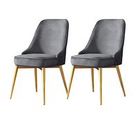 BAKULI Juego de 2 Sillas Comedor Terciopelo Cocina Sala Estar con Patas Metal Asiento Y Respaldo para Oficina, Salón, Dormitorio(Grey,Golden Feet)