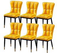 BAKULI Juego de 6 Sillas Comedor, Auxiliares Cocina Moderna Sala Estar con Respaldo Cojín Poliuretano Y Patas Metal, para Mostrador(Yellow)