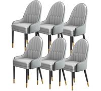BAKULI Juego De 6 Sillas Comedor Cocina Modern Times Mostrador Salón Sala Estar Cuero Napa Silla Escritorio For Hogar Patas Madera(Dark Gray+Light Gray)