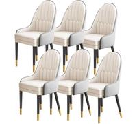 BAKULI Juego De 6 Sillas Comedor Cocina Modern Times Mostrador Salón Sala Estar Cuero Napa Silla Escritorio For Hogar Patas Madera(Dark Gray+Off White)