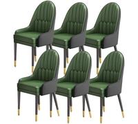 BAKULI Juego De 6 Sillas Comedor Cocina Modern Times Mostrador Salón Sala Estar Cuero Napa Silla Escritorio For Hogar Patas Madera(Black+Dark Green)