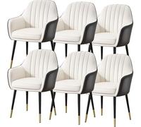 BAKULI Juego De 6 Sillas Comedor Cocina Modern Times Tocador Cuero Microfibra Silla Maquillaje Patas Metal Resistentes(C)