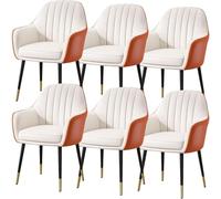 BAKULI Juego De 6 Sillas Comedor Cocina Modern Times Tocador Cuero Microfibra Silla Maquillaje Patas Metal Resistentes(D)