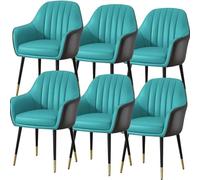 BAKULI Juego De 6 Sillas Comedor Cocina Modern Times Tocador Cuero Microfibra Silla Maquillaje Patas Metal Resistentes(H)