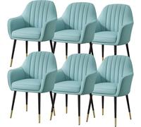 BAKULI Juego De 6 Sillas Comedor Cocina Modern Times Tocador Cuero Microfibra Silla Maquillaje Patas Metal Resistentes(A)