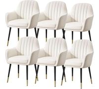 BAKULI Juego De 6 Sillas Comedor Cocina Modern Times Tocador Cuero Microfibra Silla Maquillaje Patas Metal Resistentes(G)