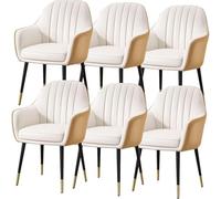 BAKULI Juego De 6 Sillas Comedor Cocina Modern Times Tocador Cuero Microfibra Silla Maquillaje Patas Metal Resistentes(B)