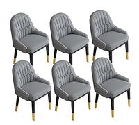 BAKULI Juego de 6 Sillas Comedor, Decorativas Cuero Sintético PU Cocina Moderna, Sala Estar con Respaldo Alto Y Asiento Suave, Sillón Oficina Patas Metal(Dark Gray)