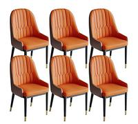 BAKULI Juego Sillas de Comedor 6, Cocina Sala Estar, Moderno Asiento Suave Cuero PU con Respaldo Alto, Decorativas Mostrador Patas Metálicas(Orange+Coffee)