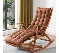 BAKULI Mecedora Reclinable Plegable con Reposapiés Sillón Tapizado Suave Balcón Piscina Patio Trasero, Silla Ocio Base Madera For Personas Mayores, Diseño Ergonómico(Brown)