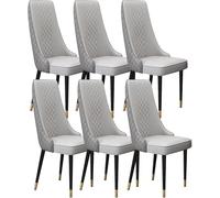 BAKULI Modern Times Juego De 6 Sillas Comedor Cocina Asiento Suave Acolchado Respaldo Alto Cuero Microfibra Patas Metal Acero Carbono Resistentes(Light Grey+Dark Grey)