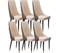 BAKULI Modern Times Juego De 6 Sillas Comedor Cocina Asiento Suave Acolchado Respaldo Alto Cuero Microfibra Patas Metal Acero Carbono Resistentes(Khaki+Brown)