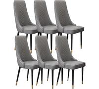 BAKULI Modern Times Juego De 6 Sillas Comedor Cocina Asiento Suave Acolchado Respaldo Alto Cuero Microfibra Patas Metal Acero Carbono Resistentes(Dark Grey)