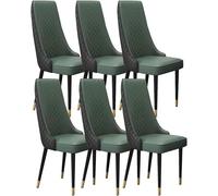 BAKULI Modern Times Juego De 6 Sillas Comedor Cocina Asiento Suave Acolchado Respaldo Alto Cuero Microfibra Patas Metal Acero Carbono Resistentes(Dark Green+Black)