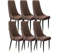 BAKULI Modern Times Juego De 6 Sillas Comedor Cocina Asiento Suave Acolchado Respaldo Alto Cuero Microfibra Patas Metal Acero Carbono Resistentes(Brown)