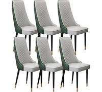BAKULI Modern Times Juego De 6 Sillas Comedor Cocina Asiento Suave Acolchado Respaldo Alto Cuero Microfibra Patas Metal Acero Carbono Resistentes(Light Grey+Dark Green)