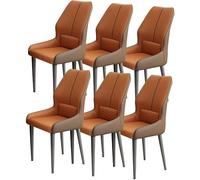 BAKULI Modern Times Juego De 6 Sillas Comedor Cocina Silla Escritorio Cuero Artificial For Hogar Asiento Ergonómico Patas Metal Resistentes(Orange+Coffee)