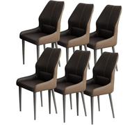 BAKULI Modern Times Juego De 6 Sillas Comedor Cocina Silla Escritorio Cuero Artificial For Hogar Asiento Ergonómico Patas Metal Resistentes(Dark Grey+Coffee)