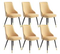 BAKULI Sillas de Comedor Juego 6, Auxiliares Sala Estar, Silla Cocina Cuero PU Prueba Agua con Patas Metal, Mostrador(Yellow,Black Gold Feet)