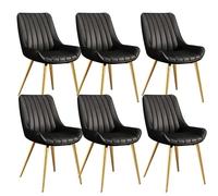 BAKULI Sillas de Comedor Juego 6, Modernas Sala Estar con Cojín Cuero Suave PU, Asiento Y Patas Metal, Cocina, Mostrador(Black,Gold Feet)