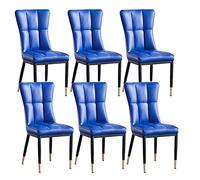 BAKULI Sillas de Comedor Modernas Juego 6, Auxiliares Sala Estar Cocina con Asiento Cojín Cuero Suave PU Y Patas Metal, Mostrador Salón(Sapphire Blue)