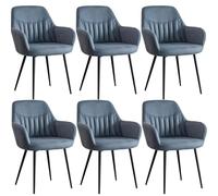 BAKULI Sillas de Comedor Modernas Juego 6, Tela Técnica Impermeable Sillones Cocina Sala Estar con Estructura Acero Carbono(Dark Blue)