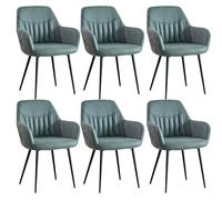 BAKULI Sillas de Comedor Modernas Juego 6, Tela Técnica Impermeable Sillones Cocina Sala Estar con Estructura Acero Carbono(Dark Green)