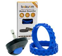 BAKUUM Pack 2 Neumáticos + Rueda Delantera Color Azul para iRobot Roomba Series 500 600 700 800 900 i7 e5. Gran adherencia, antideslizante