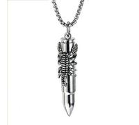 Bala de acero inoxidable Rey Escorpión collar colgante de Hip Hop pulido collar de la vendimia punky 24 Accesorios joyería de la cadena para hombre-Silver-One size