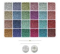 Bala&Fillic 11/0 Perlas de semilla, 24 colores 14400 piezas en una caja, pequeñas perlas para hacer pulseras, pendientes, tobilleras