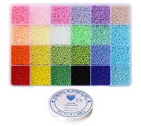 Bala&Fillic Cuentas de cristal de tamaño 10/0, alrededor de 13200 piezas en caja, 24 cuentas multicolores surtidos para hacer joyas (alrededor de 550 unidades/color, 24 colores)
