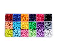 Bala&Fillic Cuentas de pony para manualidades hechas a mano para adultos, cuentas con superficie lisa, 18 colores en caja de almacenamiento (6 x 9 mm/18 colores/1800 unidades)