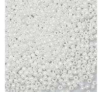 Bala&Fillic Cuentas de semillas de color perla blanca de 3 mm, alrededor de 3600 unidades/100 gramos en bolsa, cuentas de cristal 8/0 para hacer pulseras, collares, aretes (perla blanca)